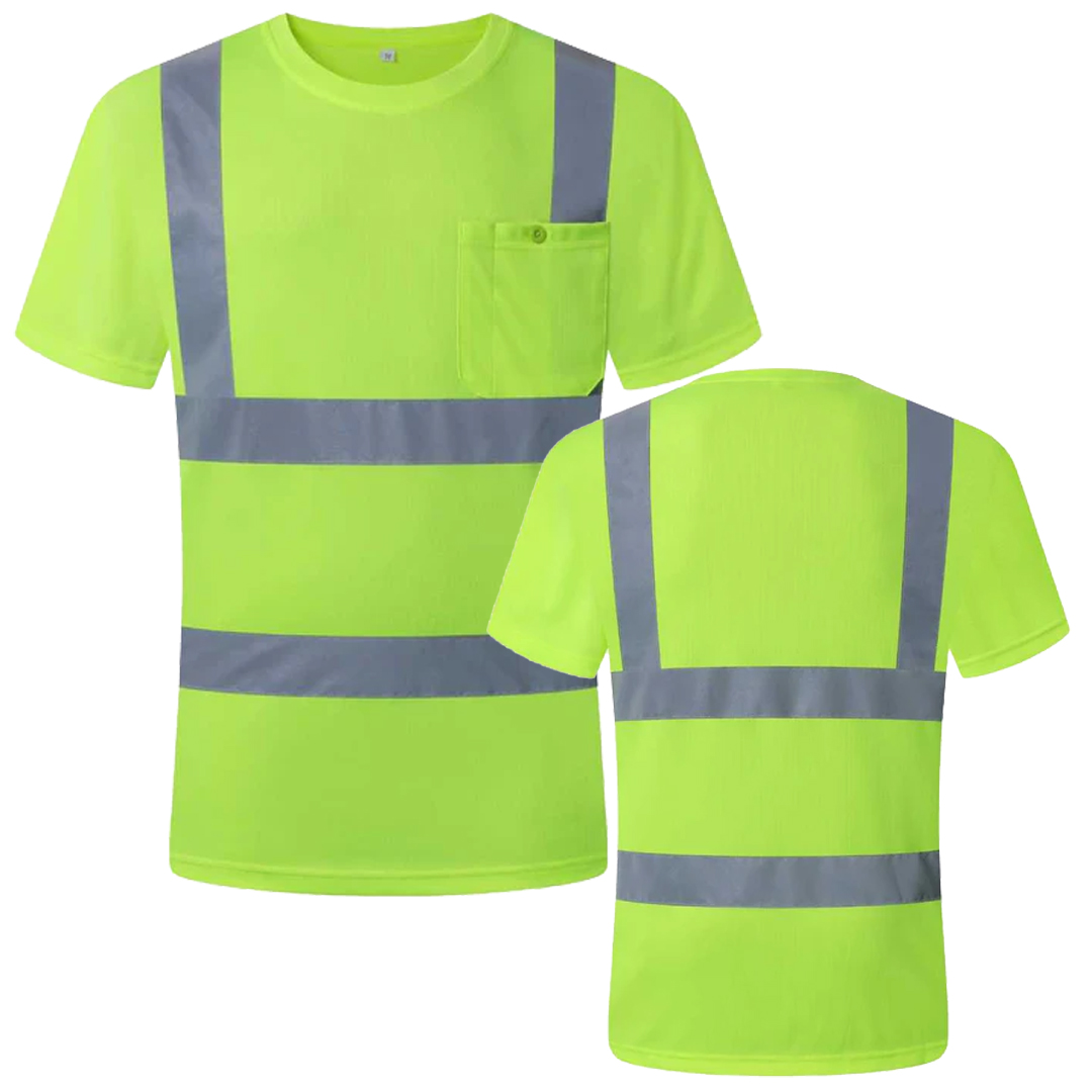 Hi-Vis Reflective Safety Shirt Short Sleeve, Crew Neck