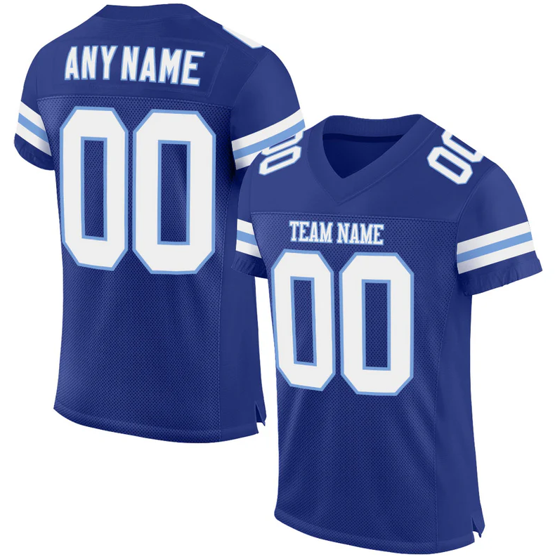 Custom Blue-White Mesh Authentic Football Jersey